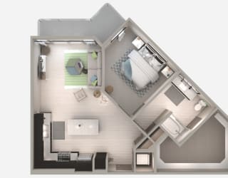 One Bedroom A6 Floor Plan at Centra