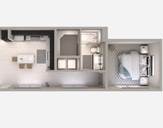 One Bedroom A7 Floor Plan at Centra