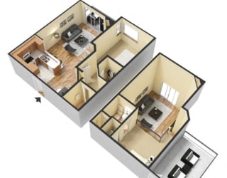1 bed 1 bath B Playa Loft Floor Plan at Playa Summit, Los Angeles, CA, 90045