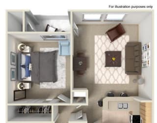 1 bed 1 bath floor plan G at Nobel Court, California, 92122