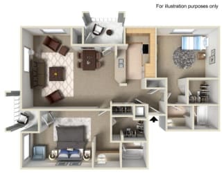 2 bed 2 bath floor plan Gat Nobel Court, San Diego