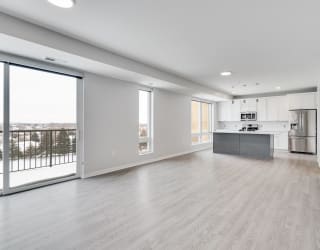 Open living and dining area with lots of natural light at Aspire at CityPlace in Woodbury, Minnesota