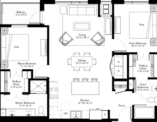 Valerian two bedroom apartment floor plan