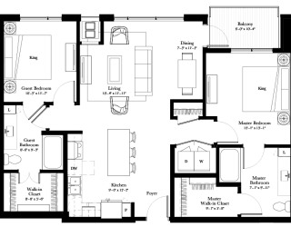 the floor plan of the ground level of a house