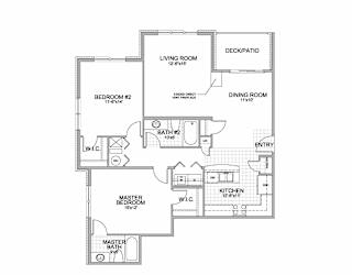 the 2-bedroom Vista flat floorplan at Grand Legacy in West Omaha, NE