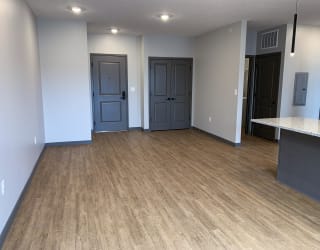 Spacious dining area near kitchen at haven at uptown in lincoln nebraska