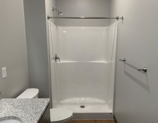Half bath in the splendor floorplan at haven at uptown in lincoln nebraska