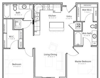 Cloud (C1) two bedroom two bathroom at Haven at Uptown