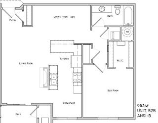 Kendal one bedroom one bathroom floor plan at The Flats at 84