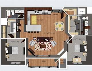Manchester two bedroom two bathroom floor plan at The Flats at 84