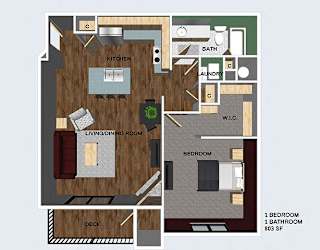 New Castle one bed one bath at flats at 84
