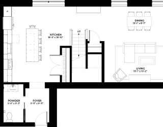 Mahogany townhome lower level floor plan at The Rowan luxury residences in Eagan MN 55122