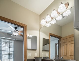 Bright and spacious bathroom off of bedroom at Stone Creek Villas Apartments