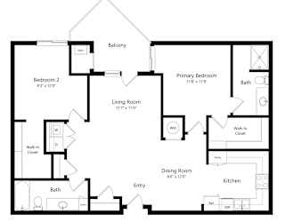 a 2D floorplan of the 2-bedroom Metz at The Conrad in Omaha, NE 68105