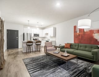 1 bedroom apartment with white cabinets near UNMC in Omaha's Blackstone District