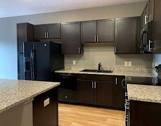 Spacious kitchen with granite countertops of 1 bedroom apartment for rent at The Flats at 84 best   apartments Lincoln NE 68516