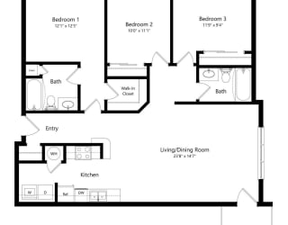 the York River floorplan at williamsburg park apartments