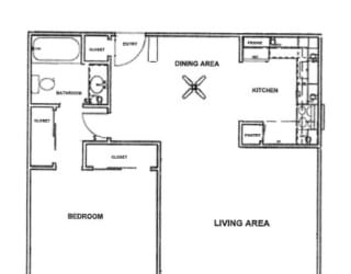 1 Bedroom Floorplan at FAYETTE ARMS, MOUNTAIN VIEW, CA