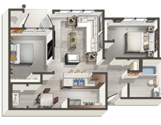 2X1 3D Floor Plan | Briggs Village Apartments in Olympia, WA 98501