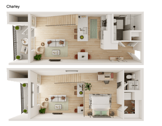 1 bedroom 1.5 bath Floor Plan at Luella, Sacramento, CA, 95811