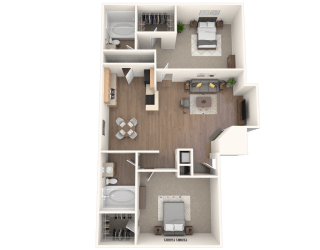 floor plan 2 Bed - 2 Bath, 900 sq ft, Anson B3