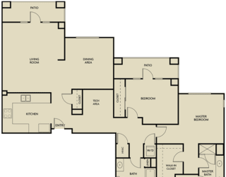 2 bed  2 Bath 1528 square feet floor plan H