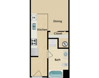 Plan A, Studio, 1 ba, 420 sq. ft.