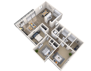 Floorplan, Admiralty 1, 3br, 2ba, 1176 sq. ft.