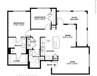 Apalachee Point Apartments in Tallahassee, FL photo of two bedroom floorplan
