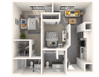 Floor Plan B1 M1 (One Bedroom + Den)