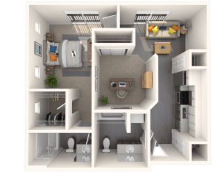 Floor Plan B1 (One Bedroom + Den)