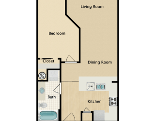 Plan B 2, 1 br, 1 ba, 720 sq. ft.