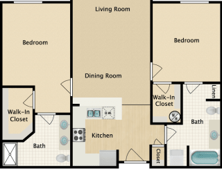 Plan C, 2 br, 2 ba, 1002 sq. ft.