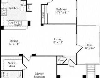 3 Bed 2 Bath 1238 square feet floor plan A