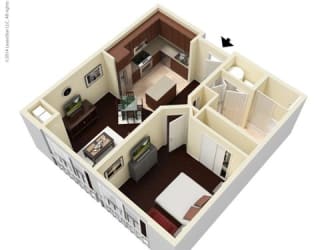 1 Bed - 1 Bath |677 sq ft A2 floorplan