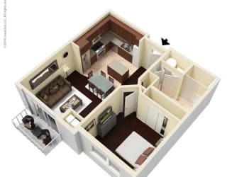 1 Bed - 1 Bath |717 sq ft A3 floorplan