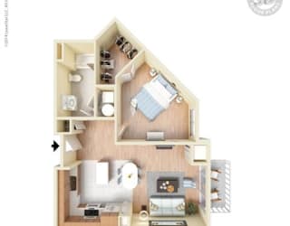 1 Bed - 1 Bath, 789 square feet A3 floor plan
