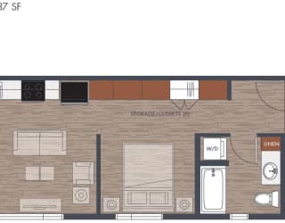 Open One Bedroom Floorplan D