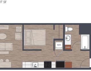 Open One Bedroom Floorplan G