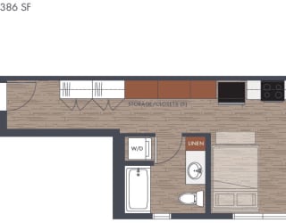 Studio Floorplan 386sf
