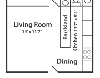 Floor Plan 1 Bedroom 1 Bath