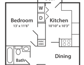 Floor Plan 2 Bedroom 1 Bath