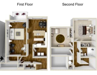 2 Bedroom, 1.5 Bath - 992 Square Feet - Clarendon Floor Plan