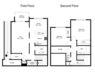 Apartment floor plan for two level Clarendon layout