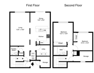 Apartment floor plan for two level Hewlett Deluxe layout