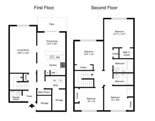 Apartment floor plan for two level Lombard Deluxe layout