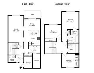 Apartment floor plan for two level McKinney Deluxe layout