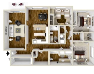 3 Bedroom, 2 Bath - 1,266 Square Feet - Somerset Deluxe Floor Plan