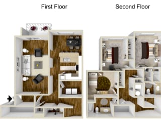 3 Bedroom, 2.5 Bath - 1,261 Square Feet - Westlake Floor Plan