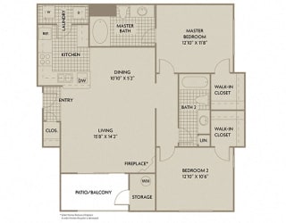 2 bed 2 Bath 1060 square feet Naples floor plan